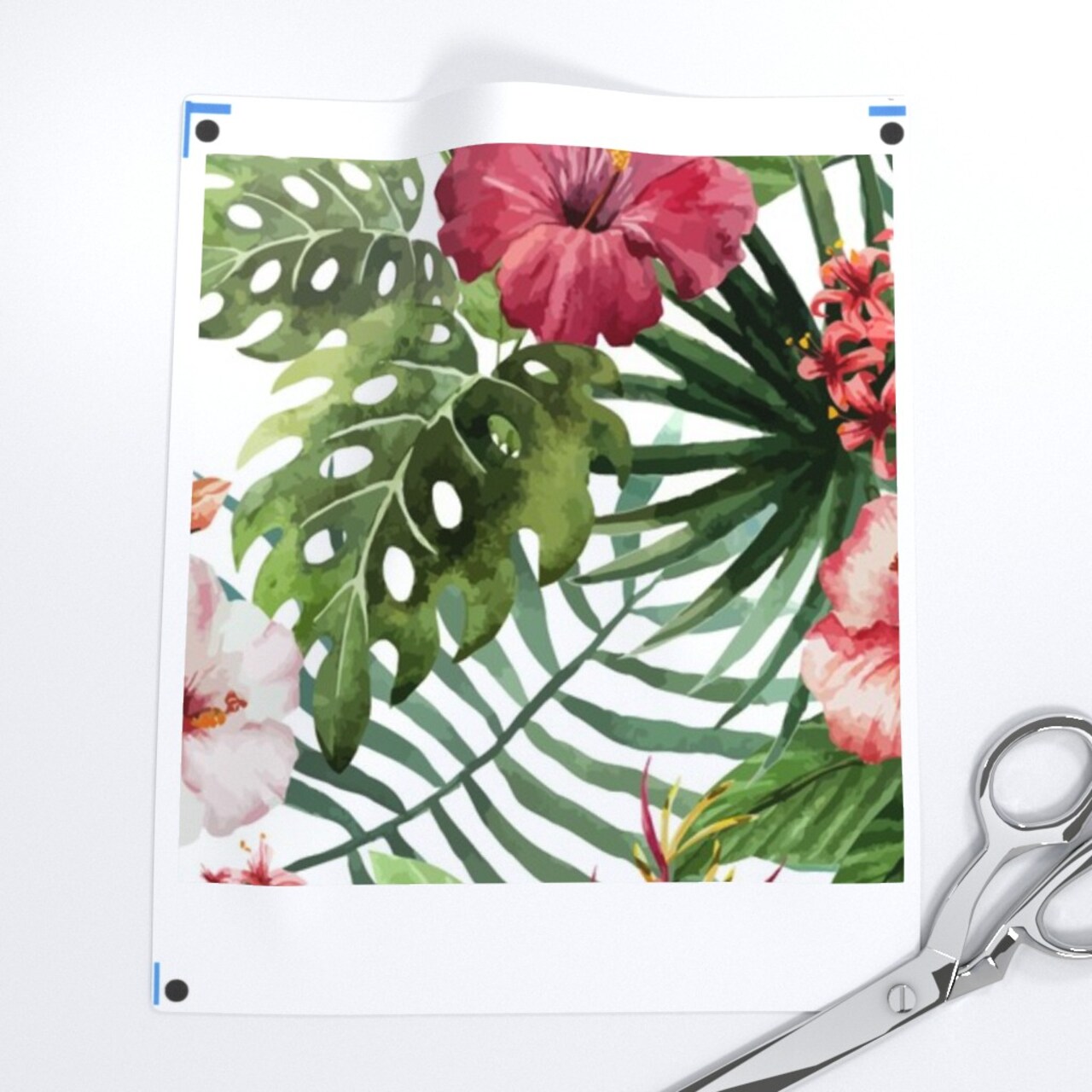 Hawaii Watercolor Hibiscus Flowers Floral Tropical Summer Palm Leaf Custom Printed Fabric by Spoonflower Various Fabrics by the Yard or Fat Quarter